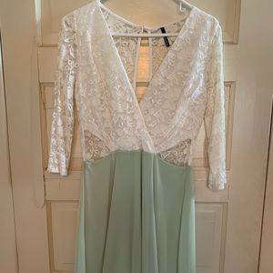 White and mint lace dress